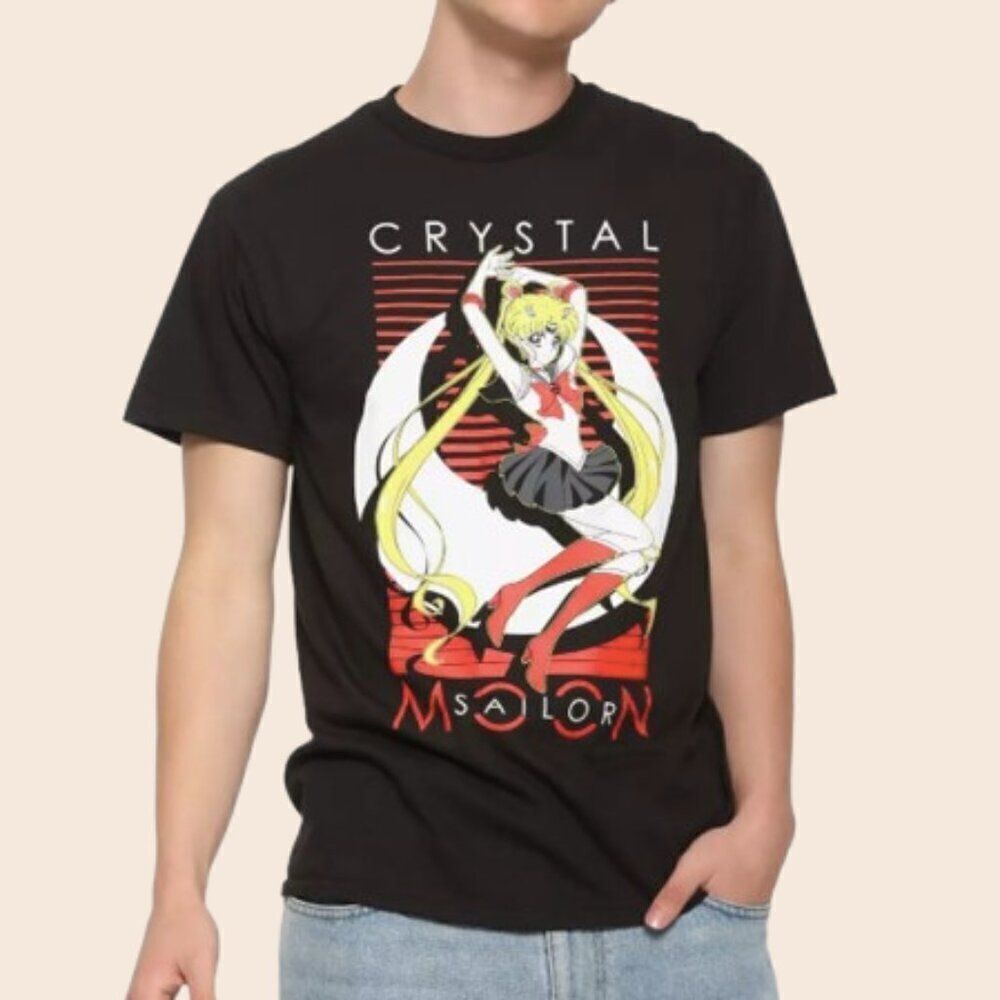 Sailor Moon Crystal Usagi Red Stripe T-Shirt Size Medium